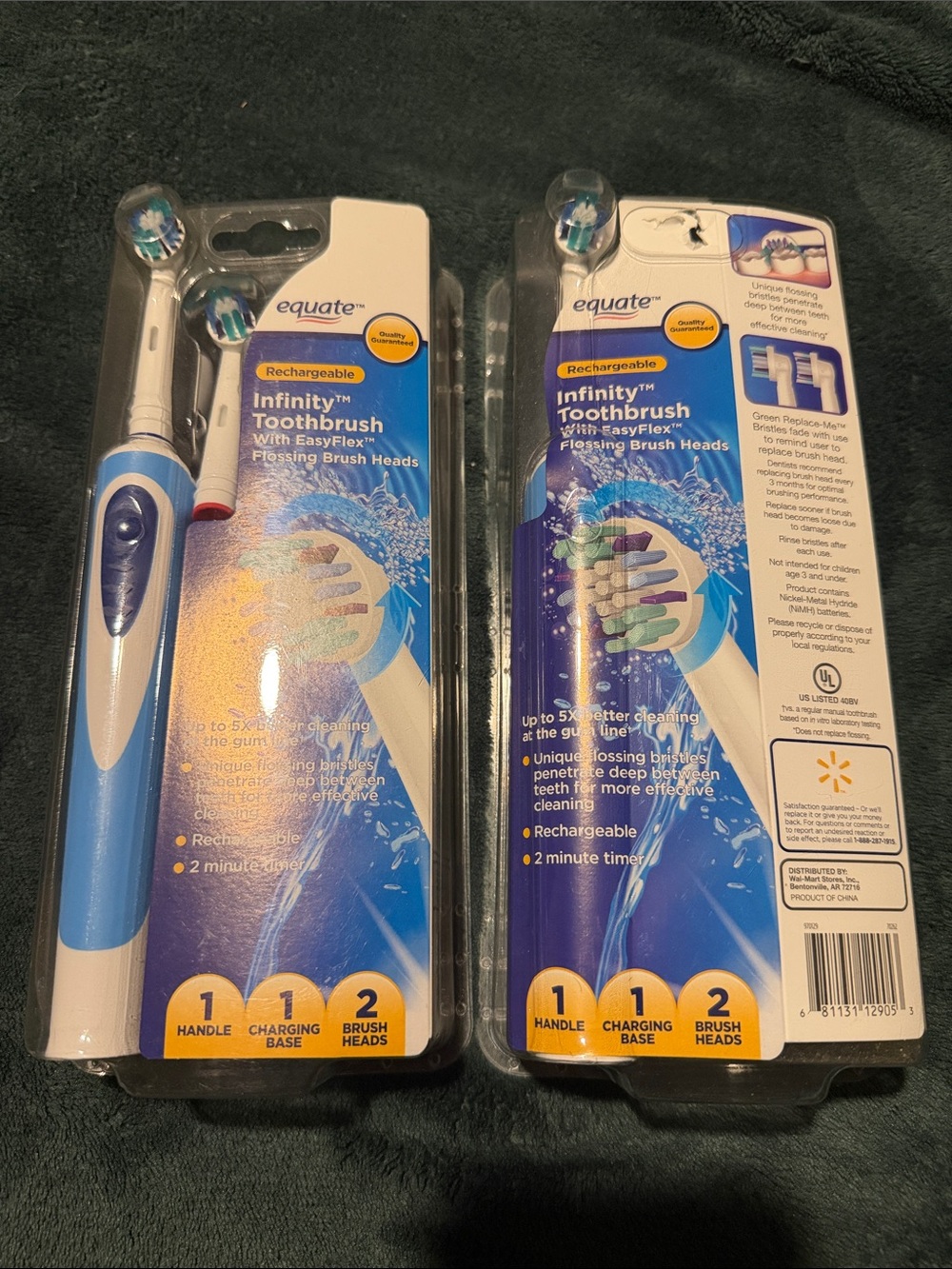 Equate Infinity Rechargeable Electric Toothbrush, Blue